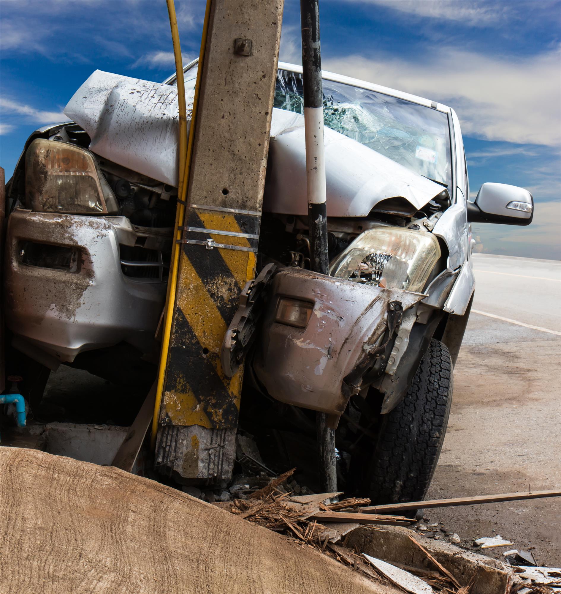 car hits on power pole